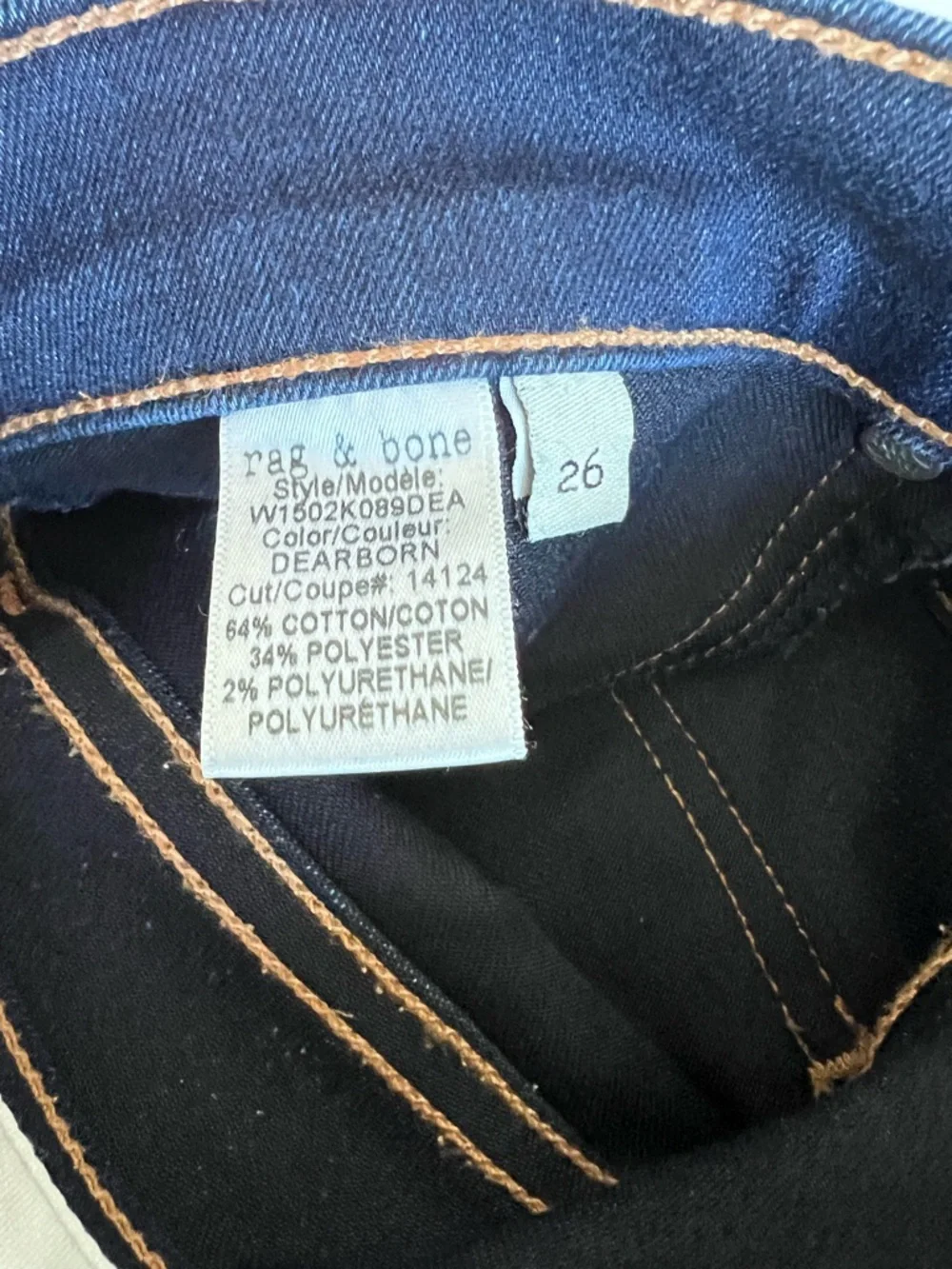 Rag‎ & Bone Women's Raw Hem Dark Blue Dearborn Skinny Jeans
